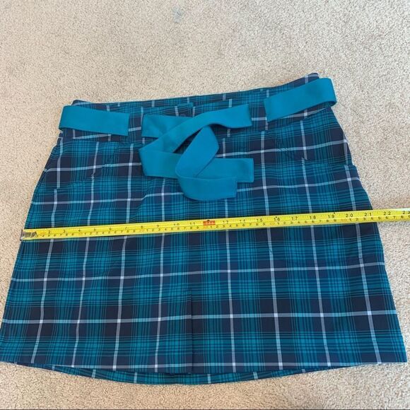 Nike golf blue plaid check skirt Sz 10 NWOT belted pockets - Picture 9 of 11